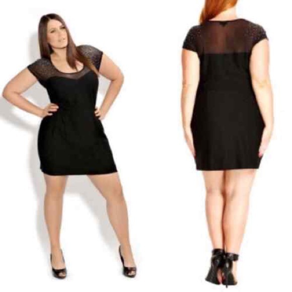 City Chic black rhinestone and mesh minidress size 16 - Picture 9 of 9